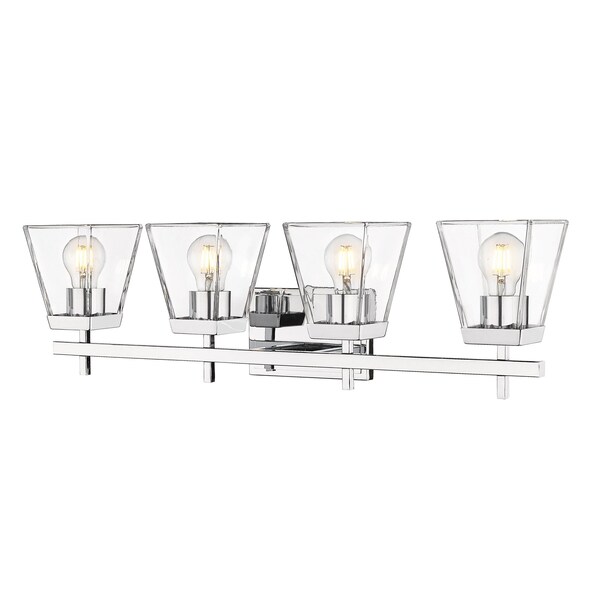 Z-Lite Lauren Vanity, 4-Light, 30.5 In.W x 6.5 In.L x 8.5 In.H, Chrome/Clear 819-4V-CH - main